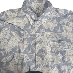 Brooks Brothers Mens XL Hawaiian Shirt Regular Fit Blue Tropical Sailboat Floral